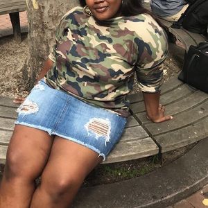 Green Camo Ribbed Oversized Tee